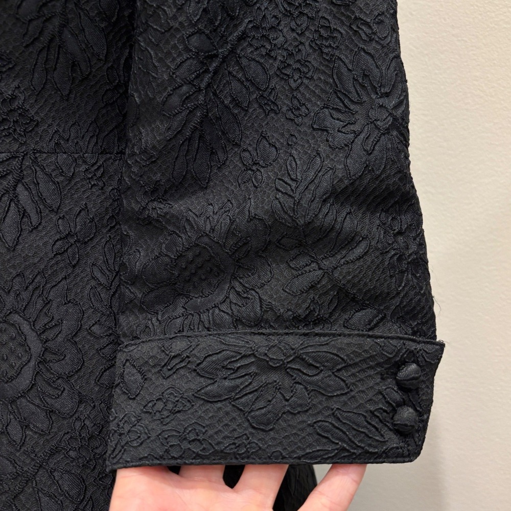 Brooks Brothers Black Floral Jacquard Split Square Neck Fit & Flare Midi Dress 2 - Picture 6 of 11